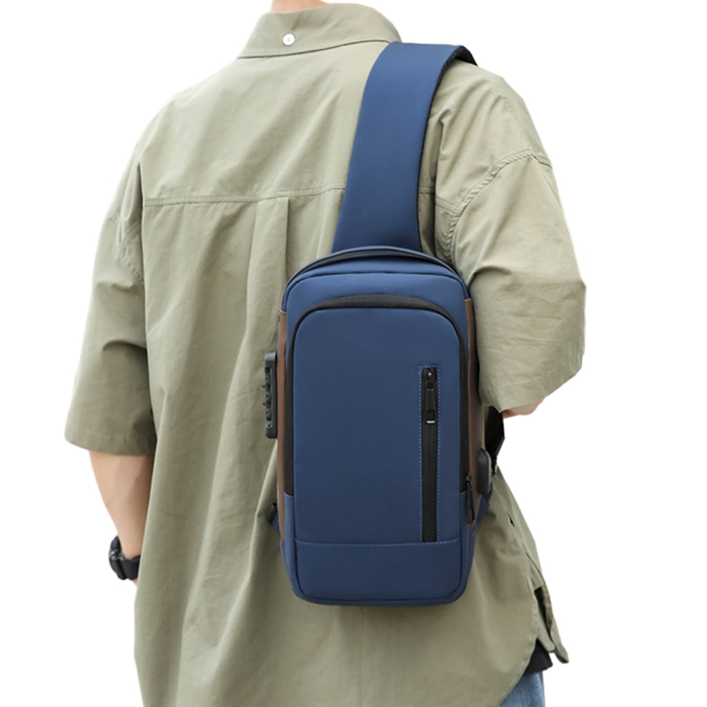 Men Chest Sling Bags Antitheft Shoulder Bag with Password Lock Outdoor Sports Bag Travel Pack Fashion Crossbody Bag