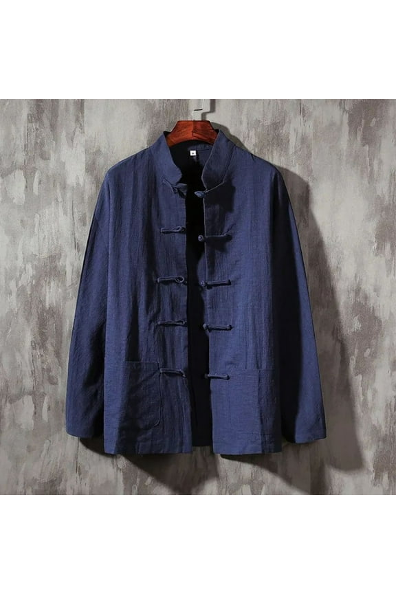 Men Chinese Traditional Kung Fu Tai Chi Coat Tang Suit Uniform Jacket Clothing