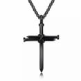 thumbnail image 1 of Men Christ Jesus Nail Rope Cross Pendant Necklace Stainless Steel Box Chain 24", 1 of 9