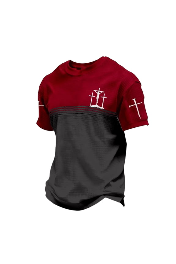 Men Christian T Shirt Jesus Cross Print Tees Religious Faith Scripture Round Neck Short Sleeve Daily Graphic Tops S