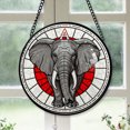 thumbnail image 1 of Men Christmas Gift - Elephant Stained Glass Hanging Ornament - Candy Cane Stripe Christmas Tree Decor, Holiday Gift for Mom, Dad, Friends, Family, 1 of 3
