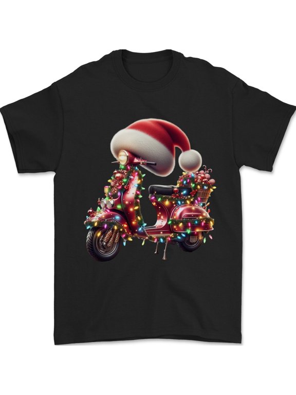 Men Christmas Scooter Mod Moped Cotton T-Shirt
