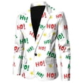 thumbnail image 1 of Men Christmas Snowflake Santa Printed Pocket Lapel Button Suit Jacket Suit, 1 of 4
