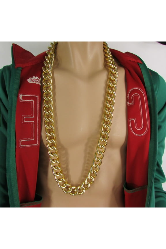 Men Chunky Metal Thick Chains Long Fashion Necklace Gold Hip Hop Gangster Bling