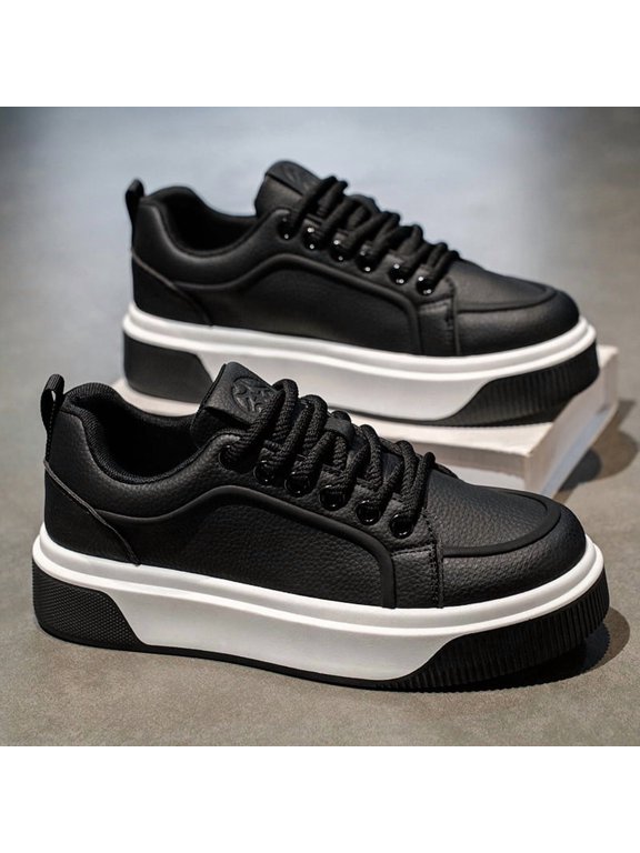 Men' Chunky Platform Sneakers for Casual Wear (Chunky Sole for Height) - New Arrival) with Upper & PVC Sole - Low-Top Lace-Up All-Season Streetwear, Minimalist Urban Footwear