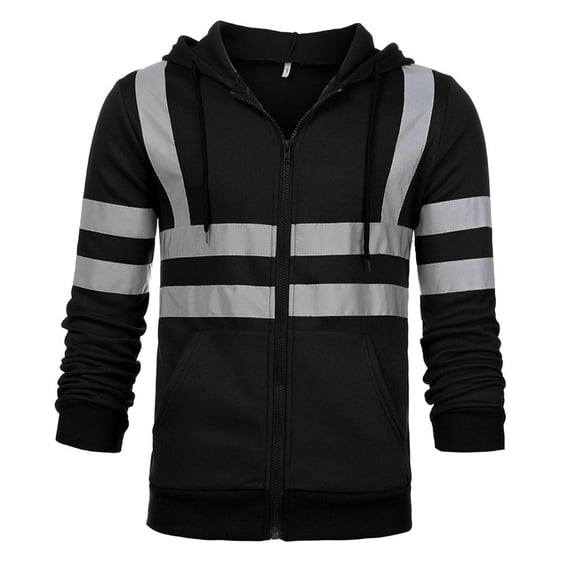 Men Class 3 High Visibility Sweatshirt Reflective Safety Hoodie Windproof Pullover Work Hoodie with Pocket