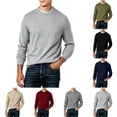 thumbnail image 1 of Men Classic Crew Neck Knit Sweater, Solid Long Sleeve Lightweight Pullover Soft Slim Fit Jumper Tops Wine XL(XL), 1 of 5