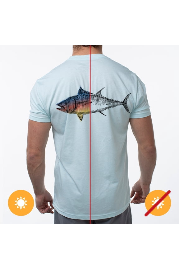Men Classic Crew Tee - Big Fish-Ice Blue by DelSol for Men - 1 Pc T-Shirt (2XL)