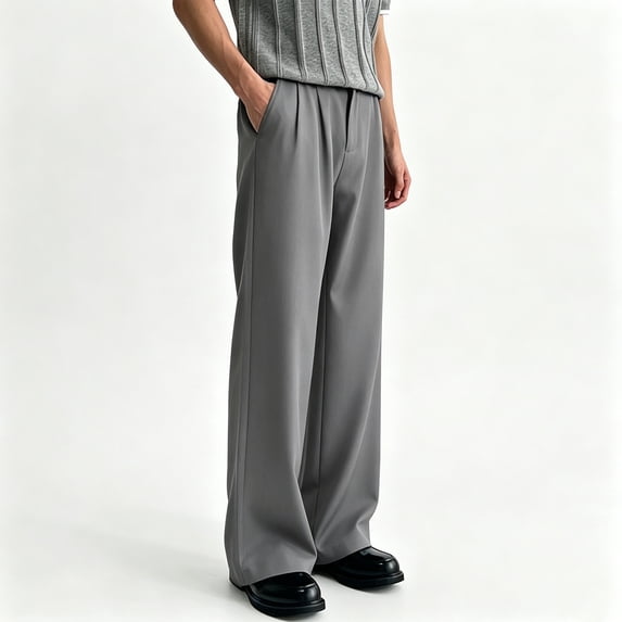 Men Classic Cuffed Pleated Dress Pants Light Premium Stretch Fabric S-XL