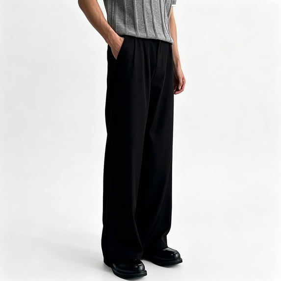 Men Classic Cuffed Pleated Dress Pants Light Premium Stretch Fabric S-XL