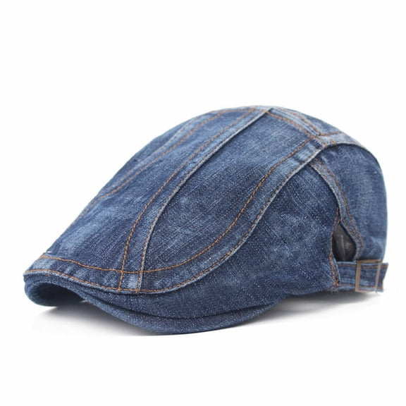 Men Classic Denim Duckbill Peaked Ivy Cap Golf Driving Flat Cabbie Beret Hat