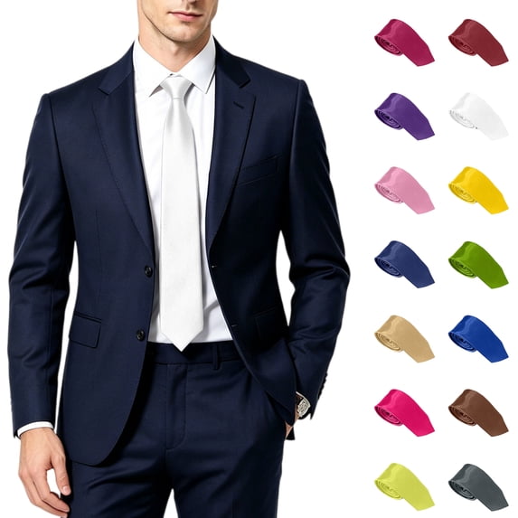 Men Classic Dress T-Shirt Tie Solid Color Satin Wedding Party Formal Business Attire