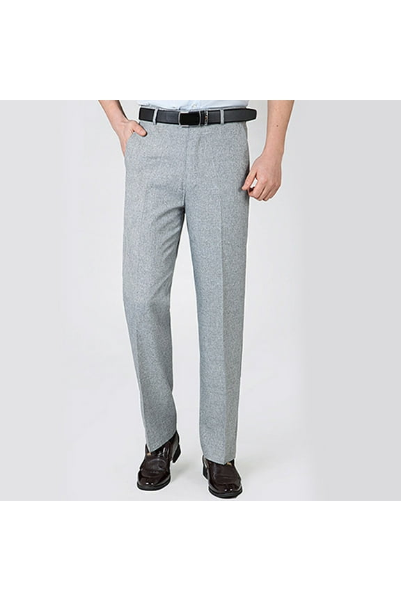 Men Classic Fit Dress Pant Casual Flat Front High Waisted Straight Pants Lightweight Expandable Waist Suit Pant (Available in Big & Tall)
