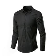 Men Classic Fit Long Sleeve Wrinkle Resistant Button Down Premium Dress Shirt