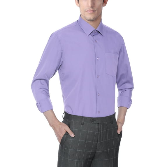 Men Classic Fit No Pockets Dress Shirt