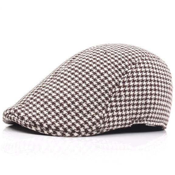 Men Classic Outdoor Beret Cap Classic Hats Houndstooth Cabbie Driving Golf Hat