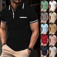 thumbnail image 1 of Men Classic Polo T Shirts Short Sleeve Contrast Collar Cuff Design Slim Casual Golf Shirts With Chest Pocket M, 1 of 8