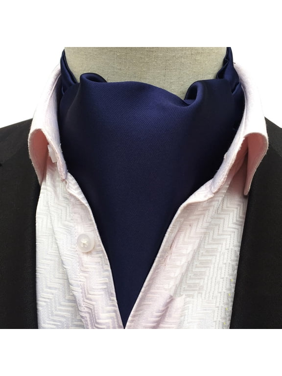 Men Classic Solid Color Long Scarves Cravat Ascot Ties Gentlemen Neckties
