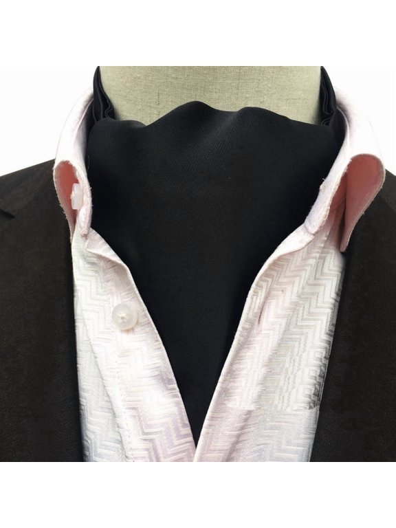 Men Classic Solid Color Long Scarves Cravat Ascot Ties Gentlemen Neckties