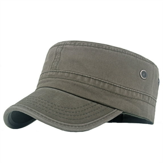Men Classic Solid Cotton Army Hat Cadet Combat Military Flat Sun Baseball Cap