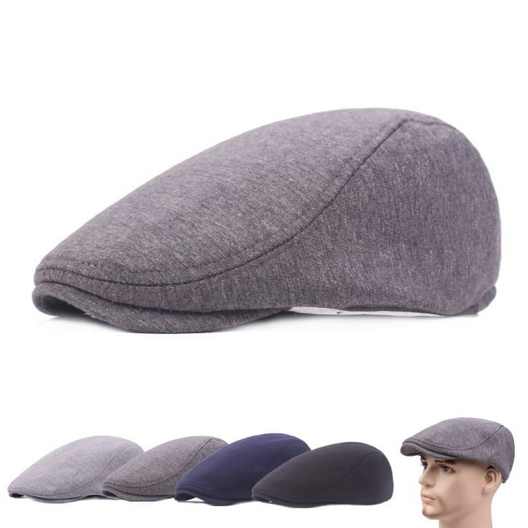 Men Classic Solid Vintage Beret Hats Solid Fashion Flat Cap Walmart