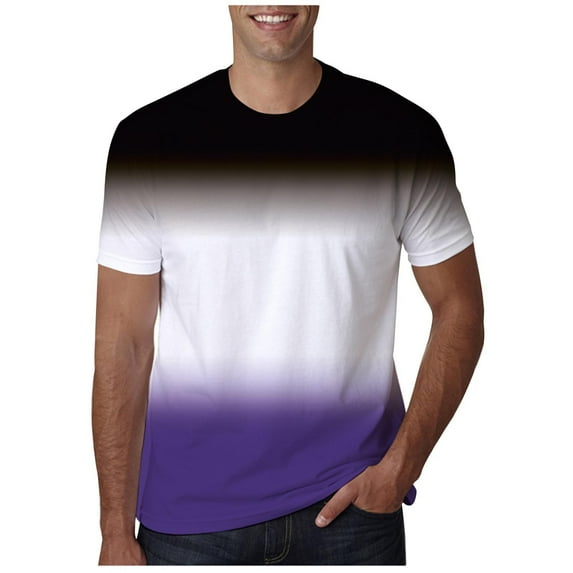 Men LYXSSBYX Big and Tall Mens Shirts Short Sleeves Men Casual Round Neck Popular Gradient Sport Short Sleeve Tops T-Shirt