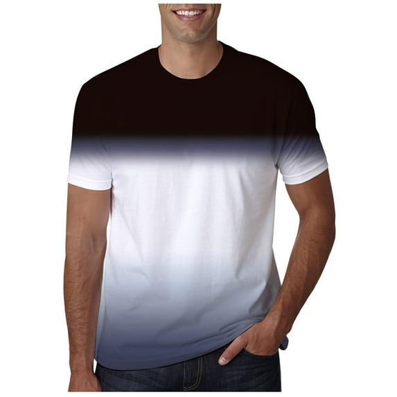 Men LYXSSBYX Big and Tall Mens Shirts Short Sleeves Men Casual Round Neck Popular Gradient Sport Short Sleeve Tops T-Shirt