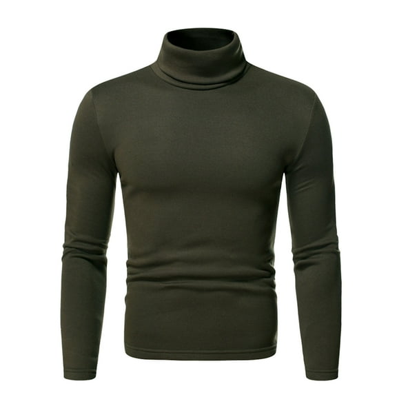 Men LYXSSBYX Fleece Pullover High Neck Solid Color Slim Long Sleeve Men's Bottoming Shirt