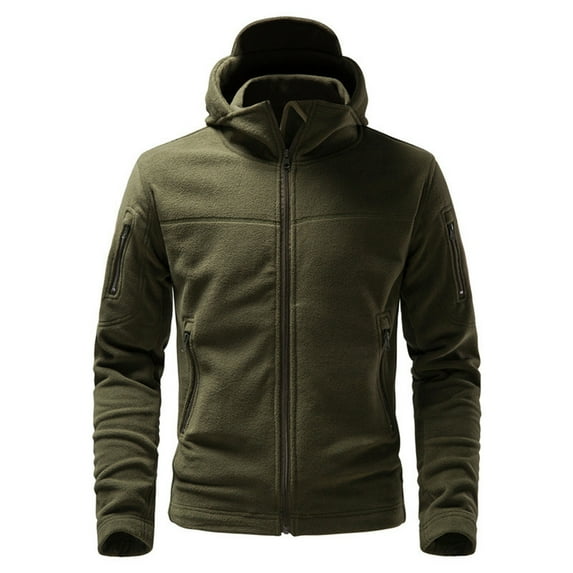 Men Clearance LYXSSBYX Jackets for Men Warm Coat Men's Outdoor Multi-Pocket Fleece Sweater Military Double Sided Fleece Hooded Jacket Men Hooded Sweatshirts Coat