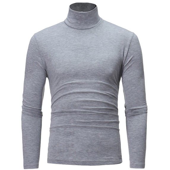 Men LYXSSBYX Long Sleeve Shirts for Men Cotton Men Solid Turtleneck Casual Pullover T-shirt Bottoming Shirt