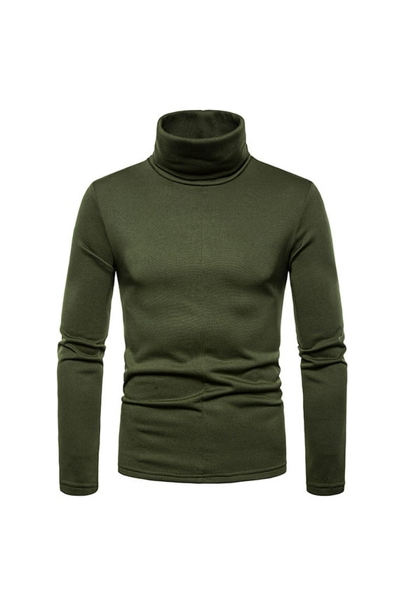 Men LYXSSBYX Long Sleeve Shirts for Men Cotton Men Solid Turtleneck Casual Pullover Warm T-shirt Bottoming Shirt