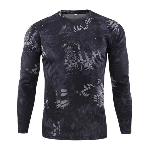 Men LYXSSBYX Men's Performance Long Sleeve Shirt Moisture Wicking Crew T-Shirt Outdoor Quick-drying Camouflage Tops Blouse