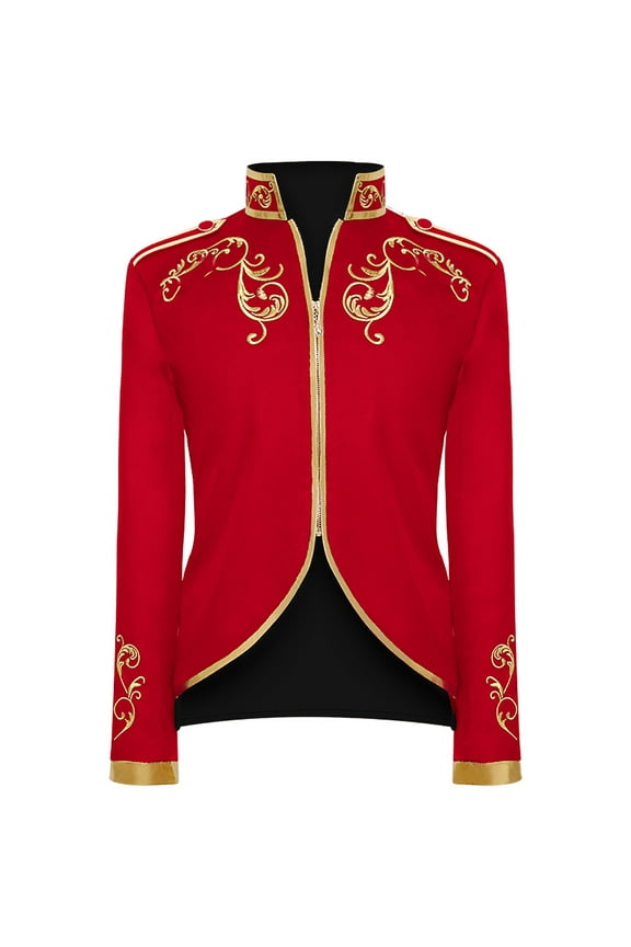 Men Clearance LYXSSBYX Mens Jackets Fall Fashion Men's Fashion Halloween Retro Style Stitching Suit Gold Embroidered Jacket