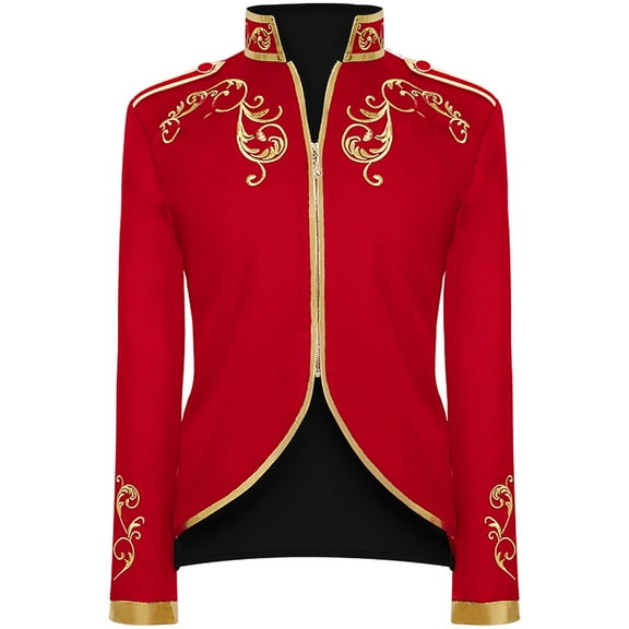 Men Clearance LYXSSBYX Mens Jackets Fall Fashion Men's Fashion Halloween Retro Style Stitching Suit Gold Embroidered Jacket