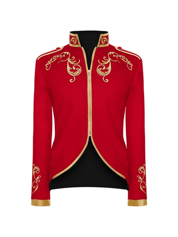 Men Clearance LYXSSBYX Mens Jackets Fall Fashion Men's Fashion Halloween Retro Style Stitching Suit Gold Embroidered Jacket