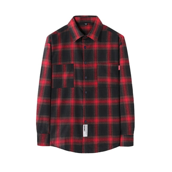 Men Clearance LYXSSBYX Mens Shirts Long Sleeve Clearance The New Men's Regular-fit Long-Sleeve Plaid Flannel Shirt Fashion Casual