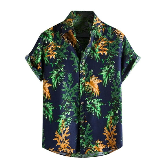 Men Clearance LYXSSBYX Mens Shirts Short Sleeve Button down Men's Hawaiian Shirt Short Sleeves Printed Button Down Summer Beach Shirts Tops
