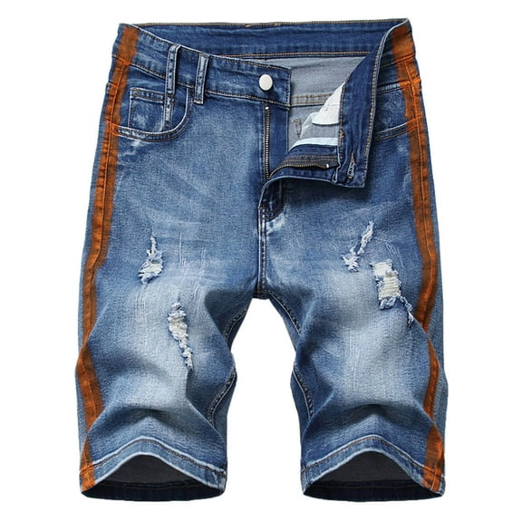 Men Clearance LYXSSBYX Mens Shorts Cargo Big and Tall Men's High-End Ripped Personality Camouflage Stitching Trend Shorts