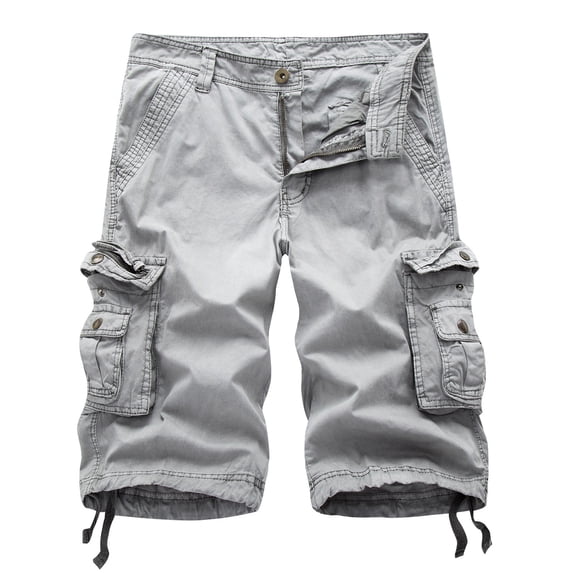 Men Clearance LYXSSBYX Mens Shorts Cargo Clearance Men's Casual Pure Color Outdoors Pocket Beach Work Trouser Cargo Shorts Pant