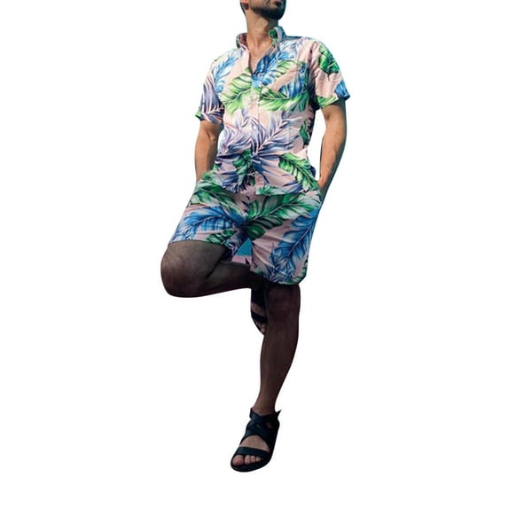 LYXSSBYX Mens Shorts Cargo Clearance Men's Fashion Short Sleeve Shorts Two Piece Casual Shirt Suit