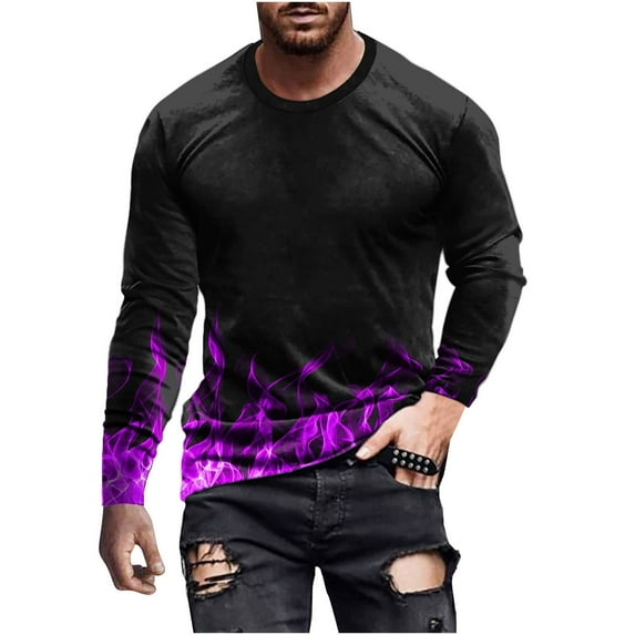 Men LYXSSBYX Mens T Shirts Graphic Men Casual Round Neck Long Sleeve Pullover Printed T-Shirt Blouse Tops