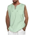 thumbnail image 1 of Men LYXSSBYX Mens Tank Tops on Men Casual Summer Cotton And Linen Solid V-Neck Tie Pocket Sleeveless Tank Tops, 1 of 4