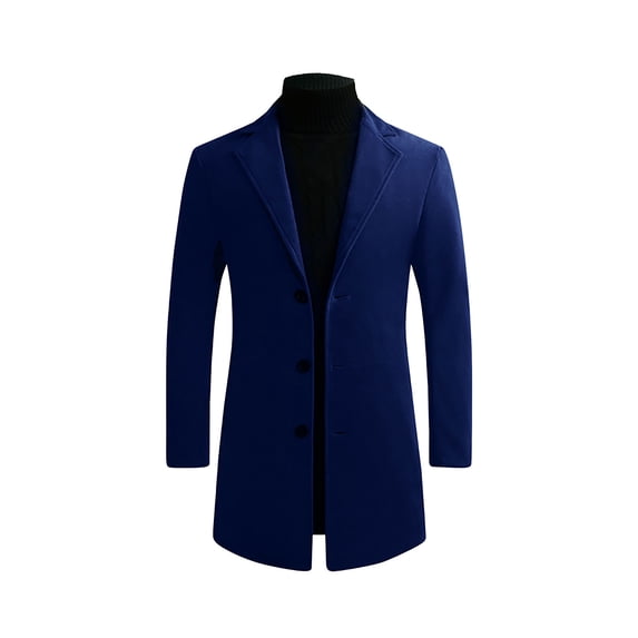 Men Clearance LYXSSBYX Winter Jackets for Men Clearance Fall/winter New Style Plus Cotton Solid Color Woolen Lapel Men's Overcoat Jacket