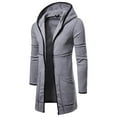 thumbnail image 1 of Men Clearance LYXSSBYX Winter Jackets for Men Clearance Fashion Mens Hooded Solid Trench Coat Jacket Cardigan Long Sleeve Outwear Blouse, 1 of 4