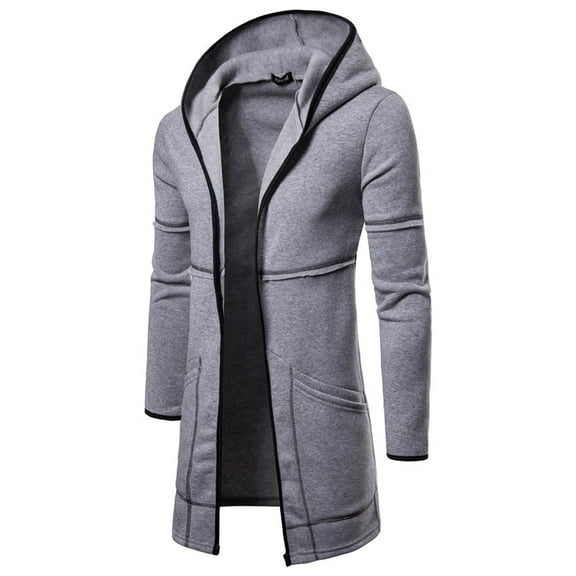 Men Clearance LYXSSBYX Winter Jackets for Men Clearance Fashion Mens Hooded Solid Trench Coat Jacket Cardigan Long Sleeve Outwear Blouse