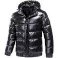 thumbnail image 1 of Men Clearance LYXSSBYX Winter Jackets for Men Clearance Shiny Hooded Reflective Down Jacket Cotton Jacket, 1 of 6