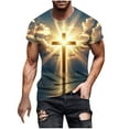 thumbnail image 1 of Men Shirts Clearance Sale Printed Short Sleeve Shirts for Men Cross Design Round Neck Loose Fit Perfect for Casual and Daily Use, 1 of 5