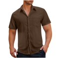 thumbnail image 1 of Men Clothing Men's Button Down Shirts 2025 Short Sleeves Solid Color Collared Tops Lightweight Summer Tunic, 1 of 6