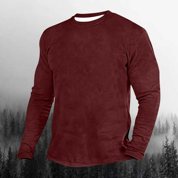Men M-5X Mens T Shirts Big and Tall Long Sleeve Tees Shirt Plus Size Casual Pullover Crewneck Solid Color Basic Slim Tshirts Tops