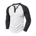 thumbnail image 1 of Men Clothing, Color Block Waffle T-Shirts for Men 2025 Fall Raglan Long Sleeve Casual Pullover Button Up Crewneck Henley Tee Shirt, 1 of 5
